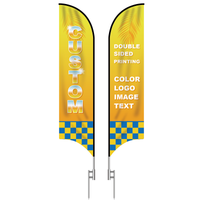 Double Sided Printing Custom Feather Flag Pole Kit with Stand Pole Spike for Outside Business Entrance Church