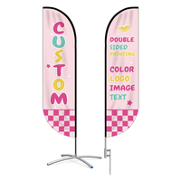 Double Sided Printing Custom Feather Flag Kit with Pole Heavy Stand Base Stake for Outside Business Car Welcome Flower Banner Promotional Banner