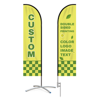 Double Sided Printing Custom Promotional Flag Kit with Stand Pole Cross Base Spike for Welcome Now Open Coffee Cafe Taco Business Shool
