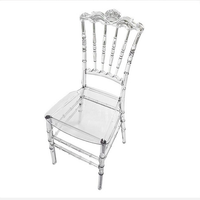 Set of 4 Clear Chairs, 16.1" W Acrylic Chairs, Modern Crystal Crown Chairs, Reception Accent Chairs High-Back for Weddings Banquets Events