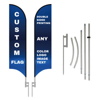 Double Sided Printing Custom Feather Flag Pole Kit with Stand Pole Spike for Outside Business Flags