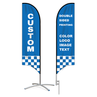 Double Sided Printing Custom Feather Flag Pole Kit with Poles Spike Base for Outside Business Welcome Promotional Banner Stand