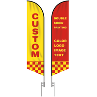Double Sided Printing Custom Feather Flag Pole Kit with Stand Pole Spike for Outdoor Smoothies Entrance Welcome Business Logo