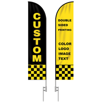Double Sided Printing Custom Feather Flag Pole Kit with Poles Spike for outside Business Hawaiian BBQ Promotional Banner