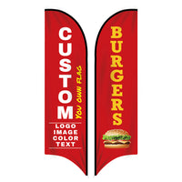Thickened Custom Feather Flag Kit for Outside with Pole Stand Heavy Duty Now Open Hiring Fried Chicken