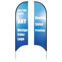 Custom Double Sided Feather Flag Sign Kit Ads With Poles Spike For Sale Retail