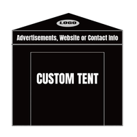10x10FT Custom Printed Aluminum Frame Pop up Canopy Tent , with 1pc Roof, 1pc Frontwall with a door, 1pc Backwall, 2 pcs Sidewalls