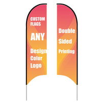 Custom Double Sided Print Feather Flag Sign Kit Ads With Poles Spike For Foodtruck Flowers Retail