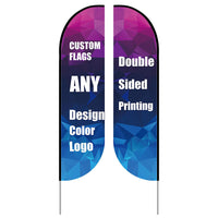 Custom Double Sided Advertising Angleed Feather Flag Banner Set With Poles Spike